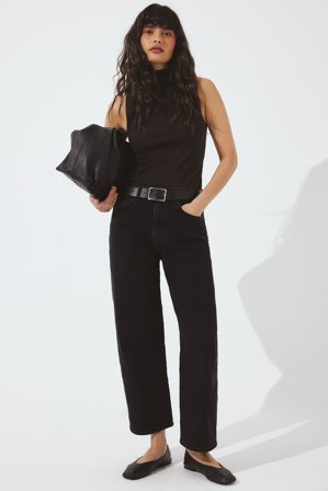 NA-KD Yard High Waist Ankle Jeans - Cropped jeans - Sort - EU 44