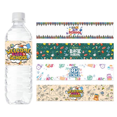 24*4 st Etiketter för Flaskor, Tillbaka till Skolan, Säsongs-Etiketter, Tillbaka till Skolan