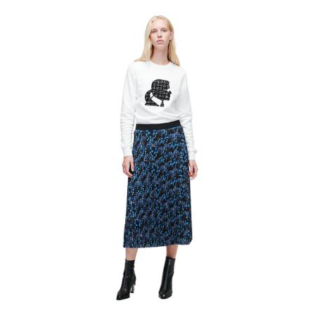 Karl Lagerfeld, Orchid Print Skirt Niebieski, Kobieta, Rozmiar: 2XS