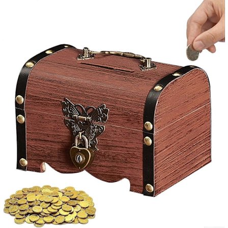 "Treskrin: Treskrin med lås, vintage treskrin, pirattreskrin, lite treskrin for barn (FMY)