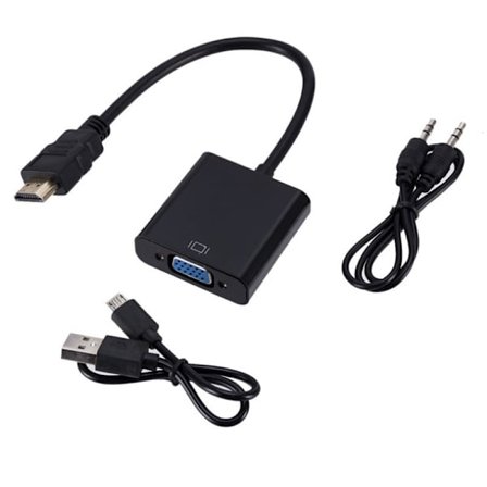 hdmi til vga med lyd + strømforsyning hdmi til vga HD adapterkabel, 2-pak