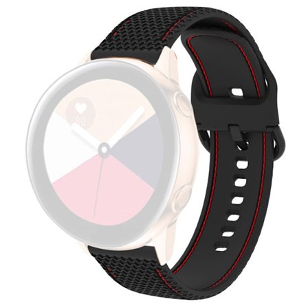 Samsung Galaxy Watch 5 / 5 Pro dubbelfärgat klockarmband i silikon med sömmar - Svart / Röd Linje