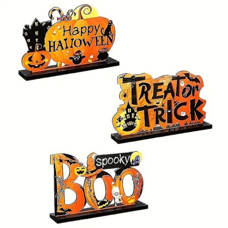 Halloween Dekoration Happy Halloween Bordsdekorationer Trä Happy Halloween Pumpa Centerpiece Skyltar Bordsdekorationer Skylt För Halloweenfest