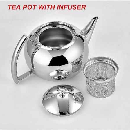 Tekanna med infuser för lösa teblad 2 liter rostfritt stål tekanna kaffe vatten liten kittel filter set varmare tekokare för spishäll induktionsspis
