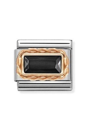 FACETED BAGUETTE RICH SETTING 9k rose gold and CZ Black