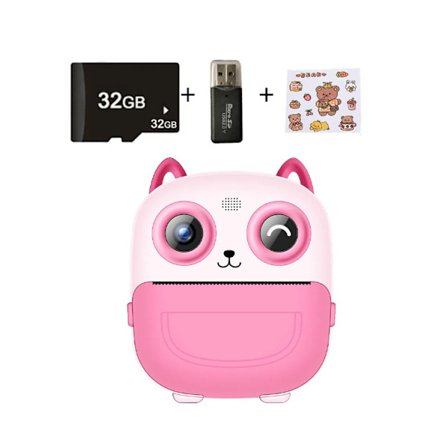 Hd Mini Kamera Børn Termisk Print Digital Kamera Pink+32G+Kortlæser