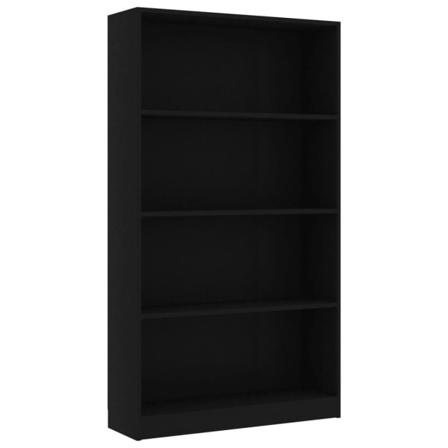 Vidaxl Bokhylla 4 Hyllor Svart 80x24x142 Cm Konstruerat Trä Svart
