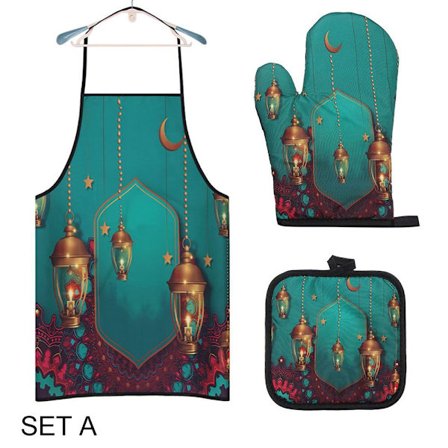 3 stk Ramadan Kareem Forkle Eid Mubarak Baking Varmebestandige Hansker Pute