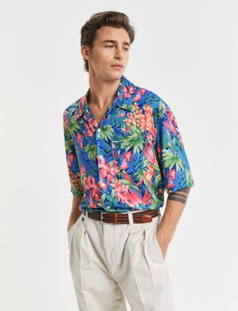 GANT Rel Tropical Print Ss Shirt - Multi/patterned - XXXL