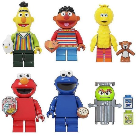 6 kpl Kolmannen osapuolen Sesame Street Iso Lintu Bert Elmoerni koottavat rakennuspalikat minihahmo