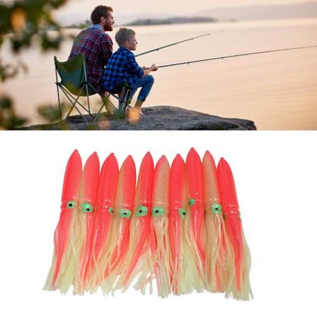 10 st bläckfiskbeten 30 cm silikon naturtrogen lysande bläckfisk kjol fiskebete med krok rosa