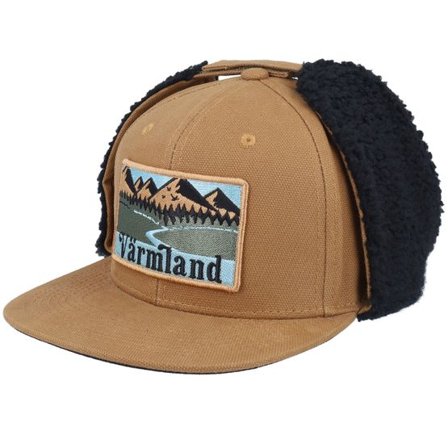 Wild Spirit - Brun earflap Keps - Värmland Canvas Flatbrim Caramel/Black Earflap @ Hatstore