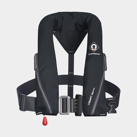 Chaleco salvavidas inflable Crewsaver Crewfit Sport 165N Black, automático, con anillo para línea de seguridad + cartucho de CO2 33 gramos, One-Size (