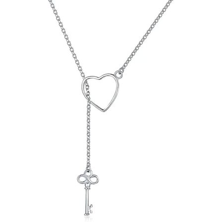 925 Sølv Y Lariat Halskæde Kæde Valentinsdag Med Nøglevedhæng, Kærlighedshalskæder Til Kvinder Piger
