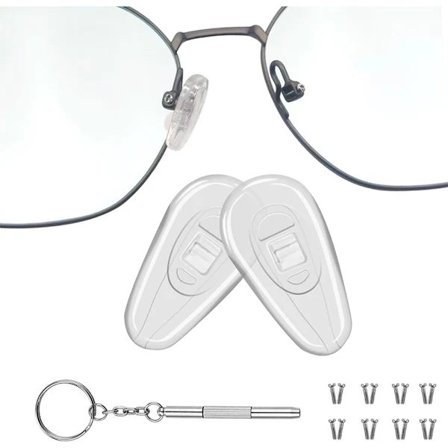 Brille Næsepuder, Opgraderede Bløde Silikone Luftkammer Brille Næsepuder, 8 Par Skrue-i 14mm Brille Næsepudesæt med Skruer og Mikro Skruetrækker