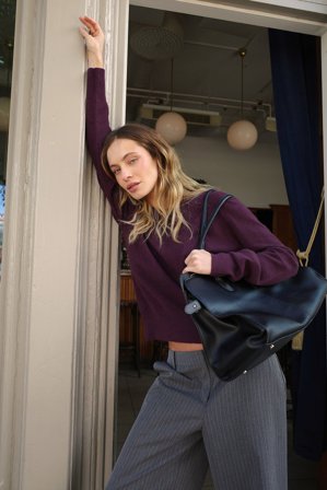 Premium Selection - Strikket genser i kasjmir med rund hals - Finstrikkede gensere - Lilla - L