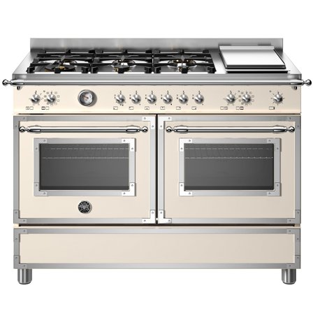 Bertazzoni HER126G2EAVT Heritage Gasskomfyr med dobbelovn 120 cm, Cremehvit' - 'Elfenbenshvit, ral 9010