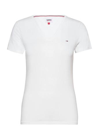 Tjw Skinny Stretch V Neck T-shirts & Tops Short-sleeved Vit Tommy Jeans
