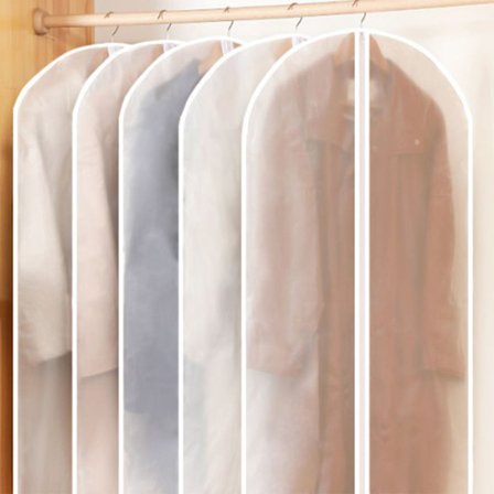 5 stk. Tøjposer 60x120 cm Store Gennemsigtige Åndbare Vaskbare Dragtpose til Hjemme Garderobe Tøj