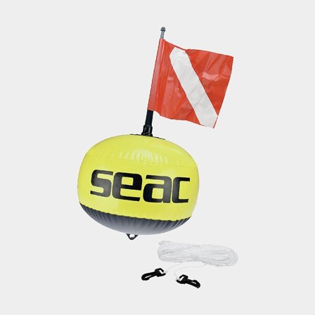 Bouée de plongée / SMB plongée avec drapeau Seac, fluorescente + 25 mètres de ligne