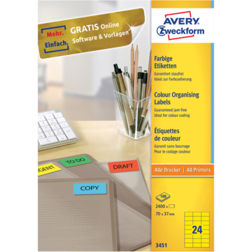 Permanent Etikett Gul 70x37 mm