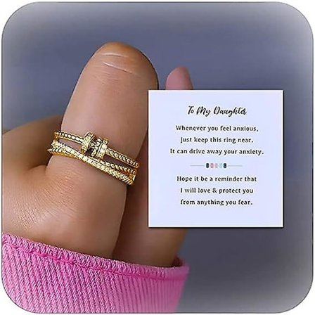 Oro med pärlor för kvinnor till min dotter - Snurrande ringar, justerbara ringar med pärlor, snurrande ringar, ångestlindrande ringar för 