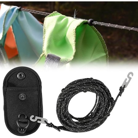 Infällbar Klädlina, Extra Kraftig Campingklädlina, Halkfri Utomhusklädlina för Tvättstuga, Trädgård, Balkong, Husbil, Camping och Vandring