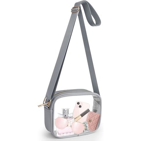 Gjennomsiktig crossbody-veske, stadion-godkjent gjennomsiktig veske for konserter, sportsarrangementer og festivaler