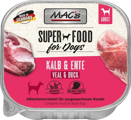 Mac's Super Food for Dogs Kalv og And 10x150g - Våtfôr