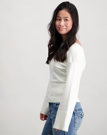 Gina Tricot Young Y high rib knitted sweater Cremefärgad Tröjor Tjej - Kids Brand Store