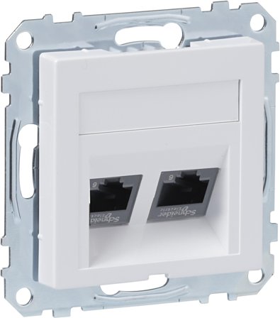 Schneider Electric Exxact 2xC6 UTP Modularuttag 2 kopplingar Vinklad, Dator & surf