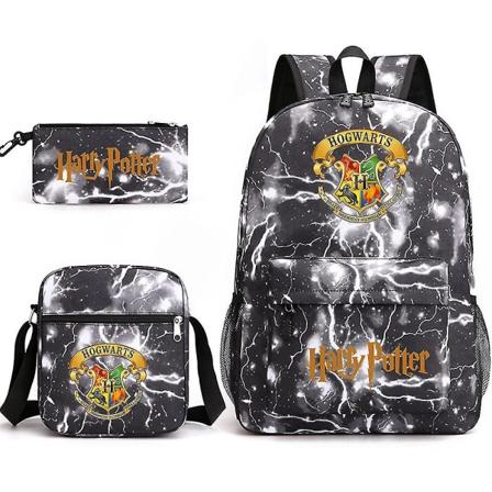Børns Harry Potter Tredelt Skole Taske Trykt Stor Kapacitet Udendørs Rygsæk #1 (FMY) Lightning Black