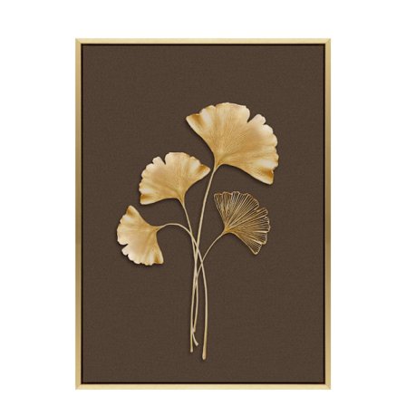 Canvas-taulu – Kultaiset ginkgo-lehdet, 32x42cm, puukehys
