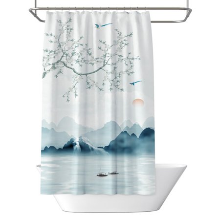 (80 x 180 cm) Bruseforhæng Hvid, Anti-Skimmel, Vandtæt