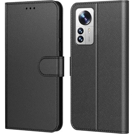 Skyddshölje - E.F.CONNECTION - för Xiaomi 12 - Svart - Repbeständig - Magnetisk stängning