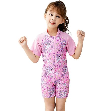 Tegneserie Enhjørning Børn Badedragt Kortærmet Badetøj Svømmedragt