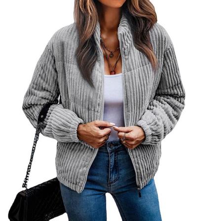 Kvinnor Ståkrage Fleecejackor Öppen Front Cardigan