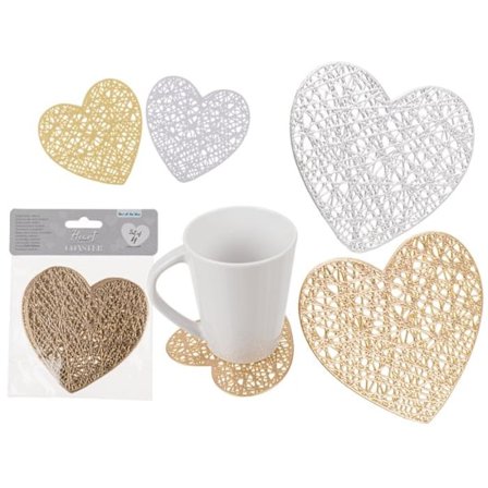 4-Pak - Hjerte Glassbrikker - Brikker for Glass - Velg farge