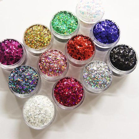 12st burkar glitter fyrkantiga / square 1mm