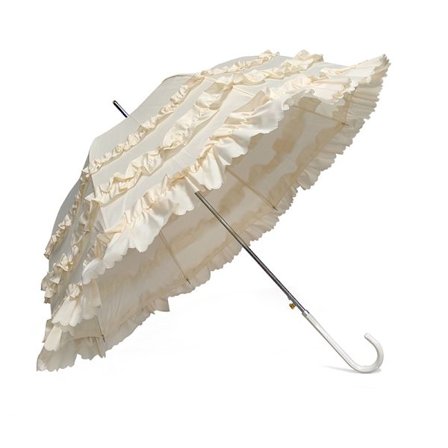 Søt Prinsesse Blonde Paraply Med Langt Håndtak Halvautomatisk Sol Og Regn Bryllupsparaply