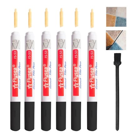 6 Pak Flisefuge Penne, Fugepenne Hvide med Rengøringsbørste, Vandtætte og Mugbestandige Reparationsmarkering Fugefyldningspenne med 6 