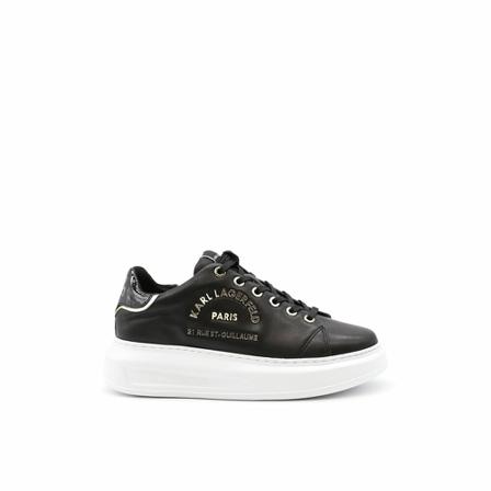 Karl Lagerfeld Low sneakers kapri maison karl in black leather with white plateau , Zwart , Dames , Maat: 38 EU