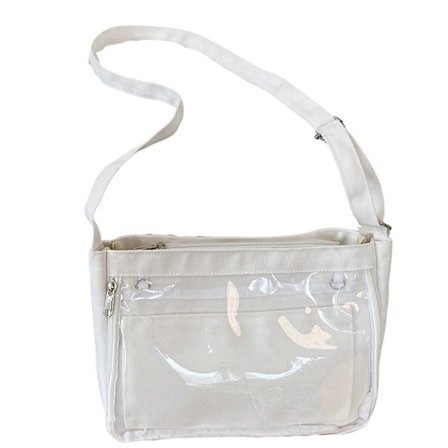 Naisten suuri olkalaukku japanilaiseen tyyliin, crossbody-laukku, kangaskassi, läpinäkyvä Ita-laukku, opiskelijan koululaukku