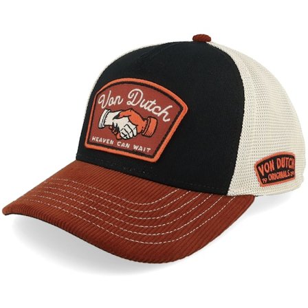 Von Dutch - Schwarz Trucker Cap - Patch Velour Black/White/Red A-Frame Trucker @ Hatstore