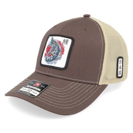 Yapan - Brun trucker Keps - Tancho Koi Fish 112 Split Brown/Khaki Trucker @ Hatstore
