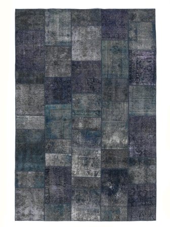 Annodato A Mano Patchwork Tappeto 204X305 Vintage Di Lana Nero/Grigio Scuro