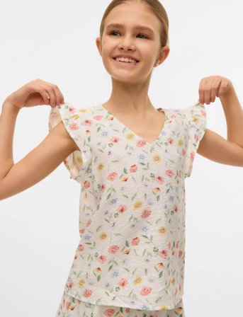 Vero Moda Girl Vmjosie Marigold Sl Top Wvn Girl - White - 140