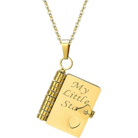 Min Lilla Stjärnbok Halsband - Min Fantastiska Son Bok Halsband Söner Gåvor från Pappa Mamma Mor, Öppningsbara Halsband av Engr