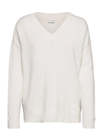 Viril Over V-Neck Knit Top Villapaita Kermanvärinen Vila