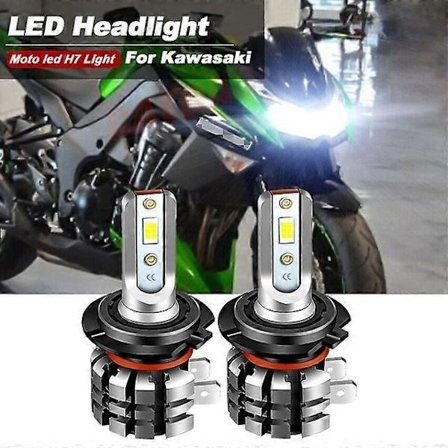 2 KPL Moottoripyörän H7 LED -ajovalopolttimot 6000k 9600lm Yhteensopiva Kawasaki Z1000 2003-2013 KLR650 2008-2017 Moto Polttimot Sarja Valkoinen-